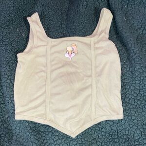 Xs/ Light green crop top looney tunes